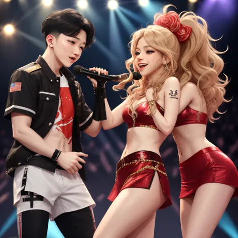 Jhope with shakira on stage