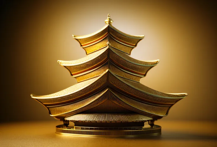 tmasterpiece，a 3D render，c4d渲染，Three-dimensional feeling，super detailing，gold glaze，gold stroke，tmasterpiece，high high quality，Smooth texture，Golden cloisonné enamel craftsmanship，goldtrim，Super detailed light and shadow、Rich details​