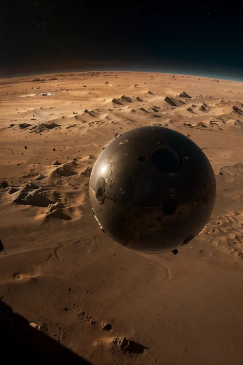 Mars is in space as a whole, the details are realistic, ultra-realistic, the picture is bright, ultra-wide angle, birds-eye view, high reality, light and dark