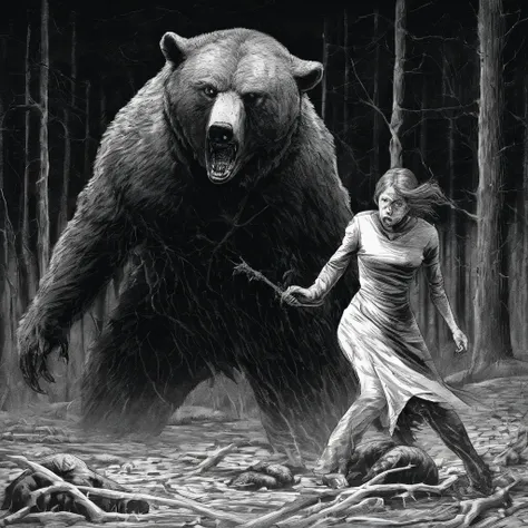 Woman being attacked by a bear