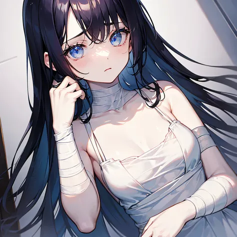 1 girl in, no smile, sparkling navy blue eyes, (black hair) , small stature, small breasts, loli, (masutepiece:1.2, Best Quality), (finely detailed beautiful eye: 1.2), (beautifull detailed face), High contrast, (Best Illumination, extremely delicate and b...