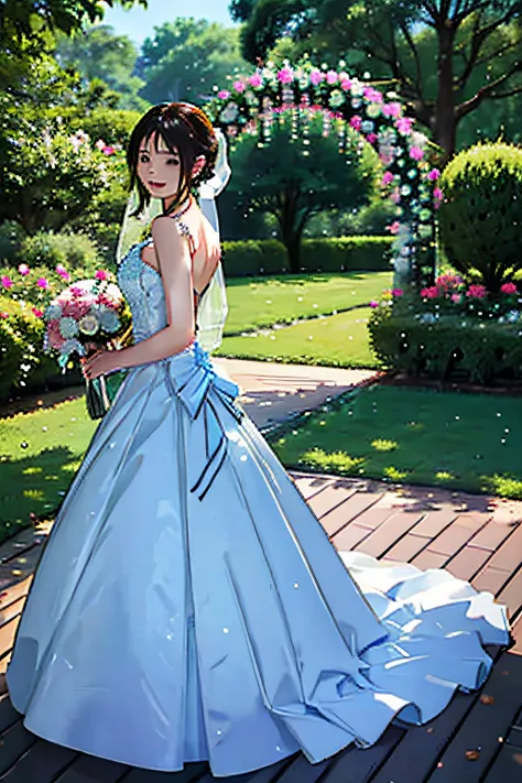 My dream wedding is an outdoor lawn wedding，Surrounded by many flowers and balloons，There are also many blessings from relatives and friends，This kind of wedding will really be unforgettable for me forever。