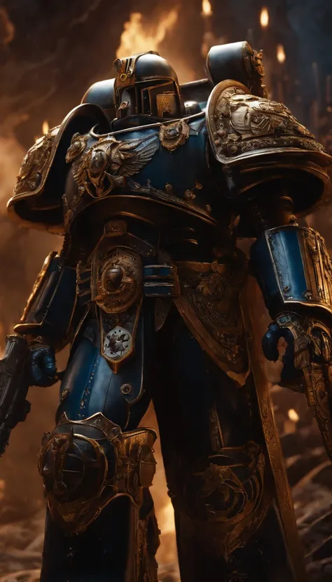 Warhammer 40,000 Astartes Chapter，Surreal art，Ultra-detailed details，full body shot shot