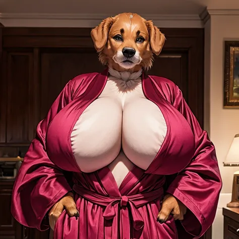 Gilf, granny, grandmother, huge tits, wearing robe, dog,