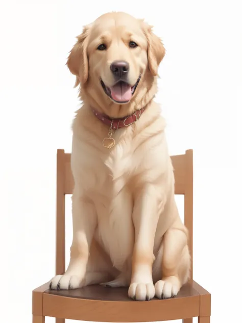 (best quality), Animal , Golden retriever, Golden Retriever sit On chair , UHD , 8K , Realistic