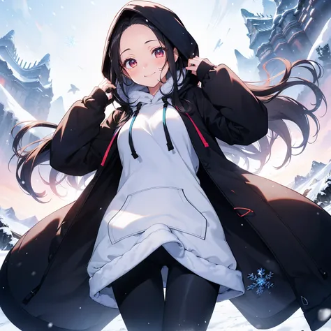 (masutepiece,Best Quality,8K),(extremely detailed CG1.1),teens girl,Smile,large boob,(From below:1.2),Intricate details , Hyper realistic, Perfect Anatomy,A dark-haired,Red Eyes,(((Forehead))),Permed hair with wavy hair,(((length hair))),Hair over one eye,...