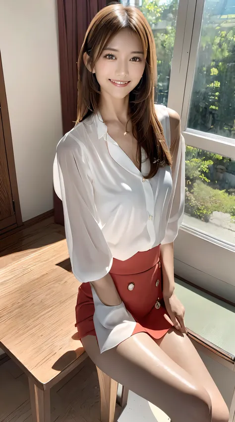 (Best Quality, masutepiece, Ultra HD: 1.3, High brightness, High color saturation), 1girl in, （middlebreasts）, light brown hair, Asymmetrical hair, straight haired, Long hair, （ slender body shape, Constricted waist）, （Ultra Fine Face）, Delicate lips, （bea...