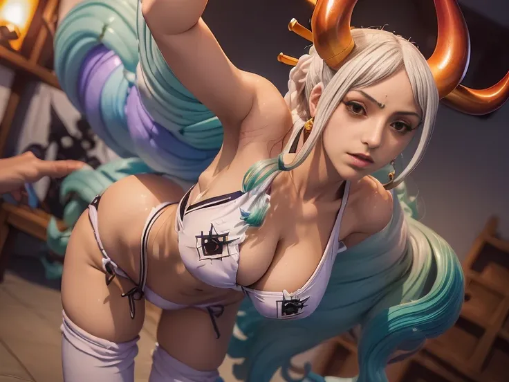 (((Yamato))) ((from one piece) (((seios enormes)))((demon girl)(((8k))),((corpo inteiro))(((Amazing teats)))quente, bonito, bikini, ((Hornie)), 8k, All hyperrealistic as an unrealistic rendering of the ray tracing engine ((Estilo humano hiperealista)),(((f...