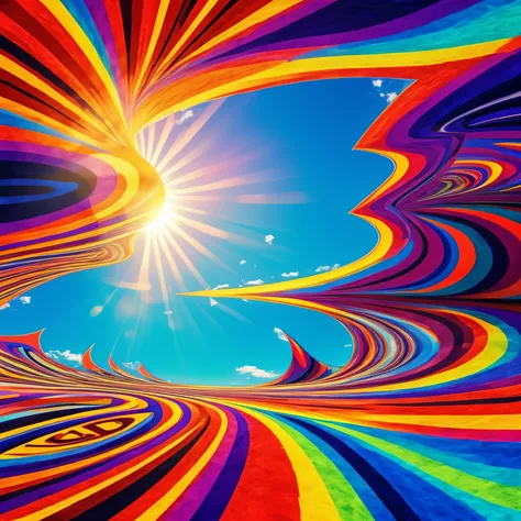 sun is coming, psychedelic art , perspective