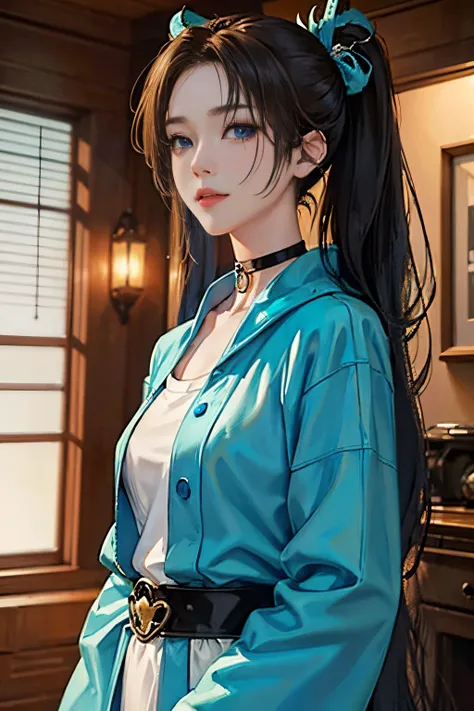 1人の女性、 watching at viewers、
,Her beautiful blue eyes, Twin-tailed brown hair, Moles under her eyes, Plump and glossy lips, Heart-shaped choker, Looking at the viewer, smiling at the viewer. .. .. .. .. .. .. .. .. .. .. .. .. .. .. .. .. .. .. .. .. .. .. ...