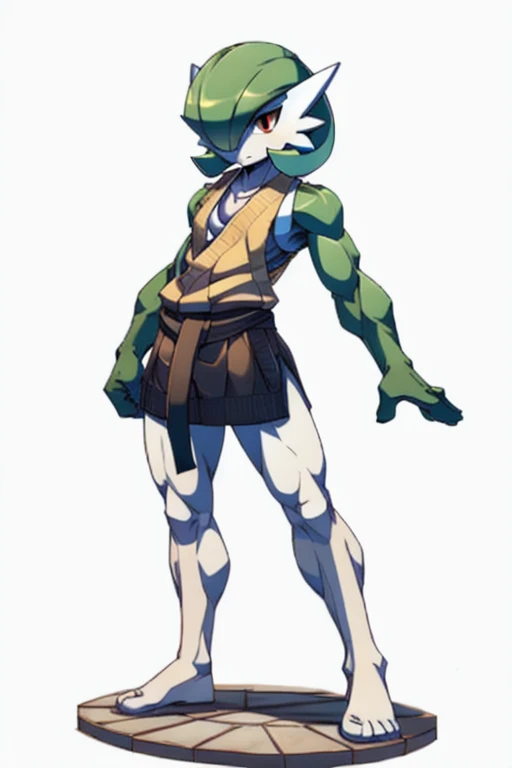 masterpiece, best quality, full body, Solo, male focus, (androgynous), furry, (Gardevoir)), ((pokemon)), (sweater tank top), (gi), (shaolin),