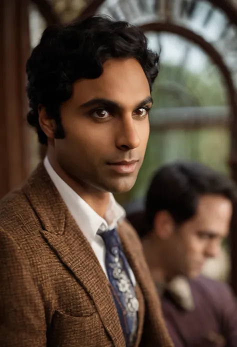 A close-up of a vintage, intricate pocket watch with gears visible,The Big Bang Theory,Raj is an Indian man with black hair and brown eyes, portrayed by Kunal Nayyar