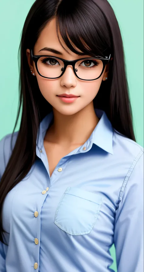 Entrepreneurial girl with glasses and black hair