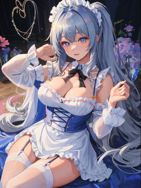 (Top resolution、Distinct_image)top-quality、femele、​masterpiece、ighly detailed、Semi-realistic, ID photo, Face enlargement, 比基尼, Cool backgrounds(((Masterpiece))), top quality, super detailed, blush, cute and playful, wet and cleavage maid clothes, cleavage,...