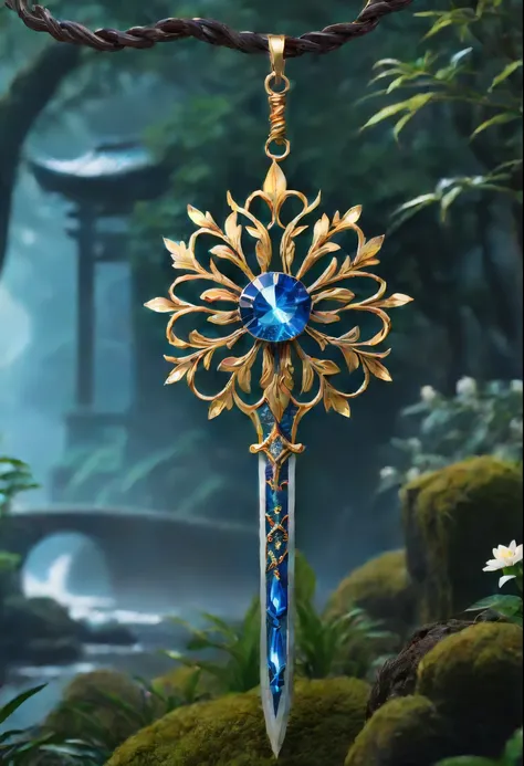 Magic Sword，legendary magic sword，Glory Magic Sword，Alloy iron flower，Alloy vines surround the magic sword,There are iron flowers on the sword，heavy metal style，metal art，flower made of iron，iron leaf，Full metallic luster，Metal texture in the post-industri...