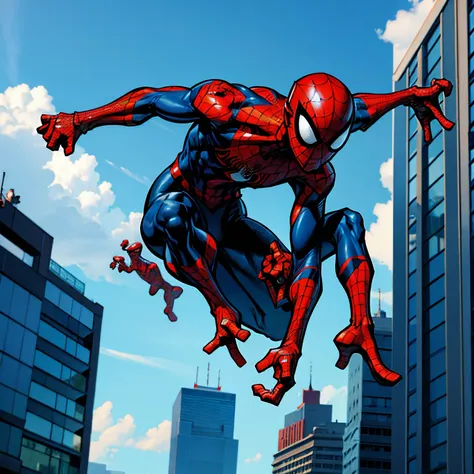 Spiderman, corpo perfeito, jumping over building, Nova Iorque,