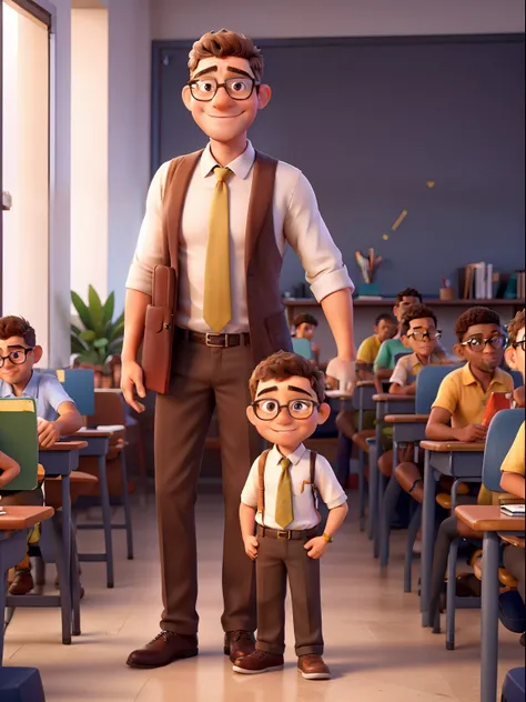 Muller Morena Goldinha, Wearing glasses and teacher，male people，Two-headed body ratio，