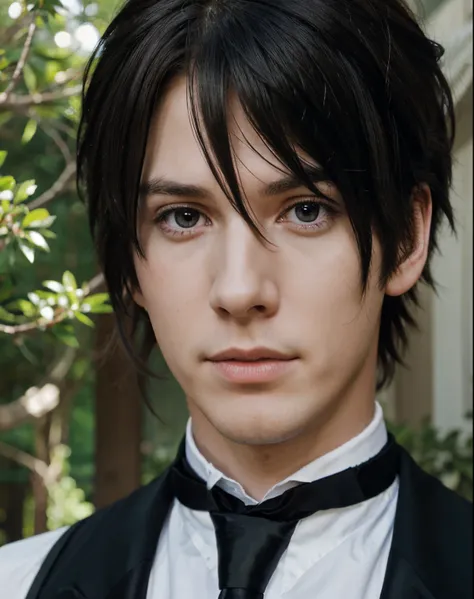 1boy, butler, realistic, ultra realistic,sebastian Michaelis, human