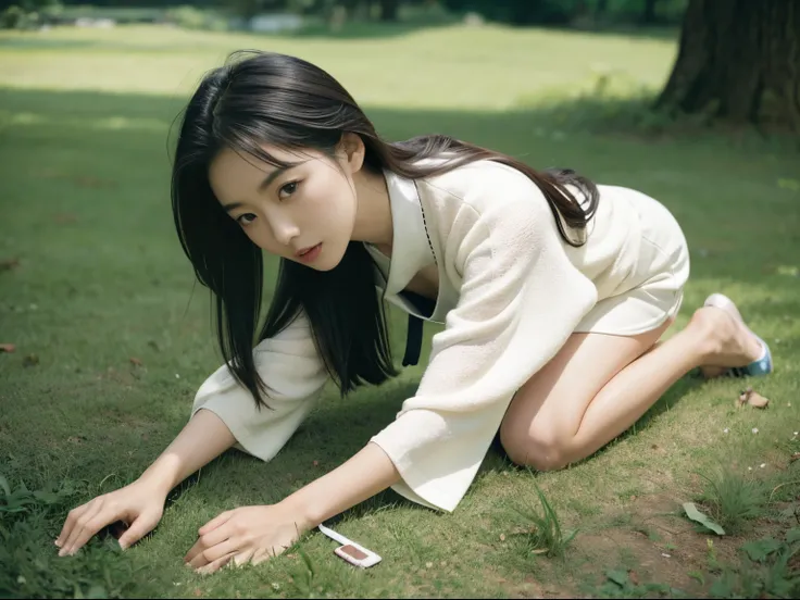 A Japanese Lady，Beautuful Women，Crawling on all fours，crawling on hands and knees，Kneeling position，put out the tongue，Kamimei，dog collar, surrealism, F/1.2, Fuji Film, 35 mm, 8K, Super Detail, nffsw, masutepiece, Textured skin, High quality, Best Quality,...