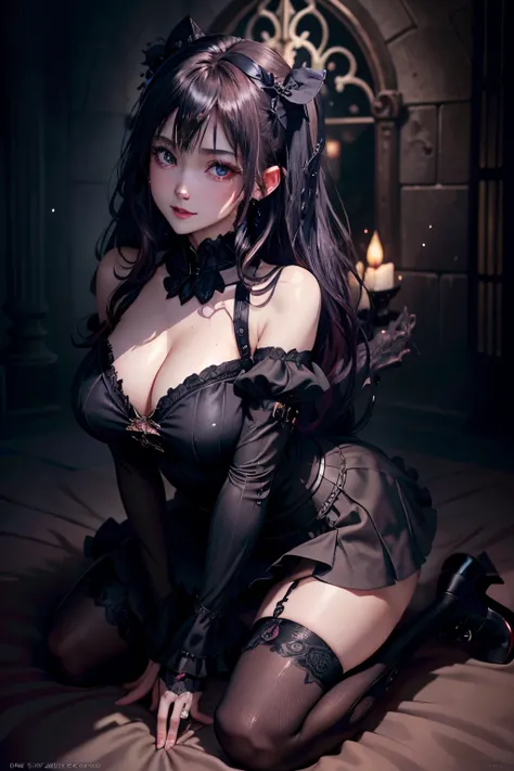 Hard Dark Gothic Makeup、Maniacal、Deep night sky、horor、Black Dark Eyeshadow、crying how bright、mourn、Good skin luster、Long hair straight hair、Dark Gothic Makeup、Dark smile、Restless Palace、Expressions of sexual arousal、Fragrant beauty、22year old、Lying、seducti...