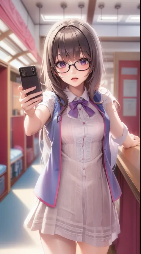 Anime - A woman in a silk dress and glasses takes a photo, small curvy loli, a hyperrealistic schoolgirl, a hyperrealistic schoolgirl, Loli in a silk dress, Cute anime waifu in a nice dress, Smooth Anime CG Art, anime highly detailed, Seductive Anime Girl,...