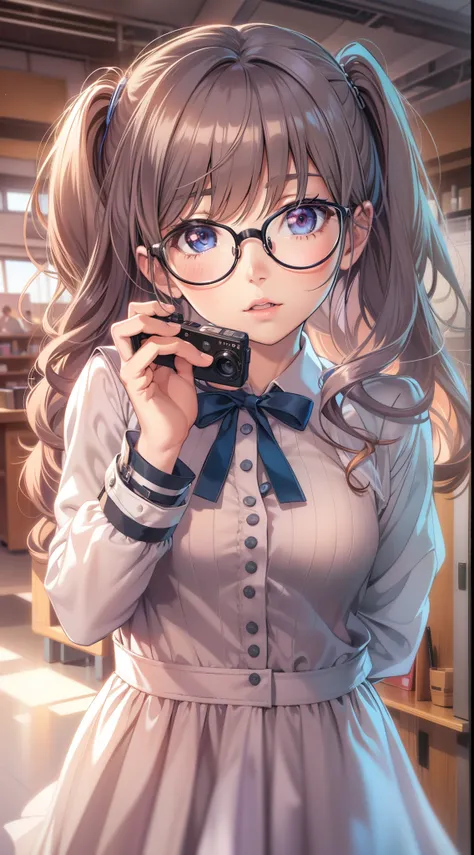 Anime - A woman in a silk dress and glasses takes a photo, small curvy loli, a hyperrealistic schoolgirl, a hyperrealistic schoolgirl, Loli in a silk dress, Cute anime waifu in a nice dress, Smooth Anime CG Art, anime highly detailed, Seductive Anime Girl,...