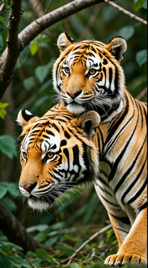 Cub of a tiger with purple colored hawk