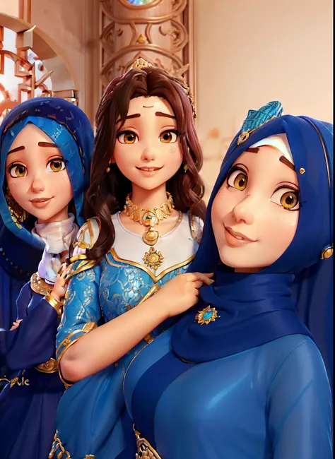 three women in hijabs pose for a picture together, moroccan queens ny, profile pic, beautiful girls, very very low quality pictu...