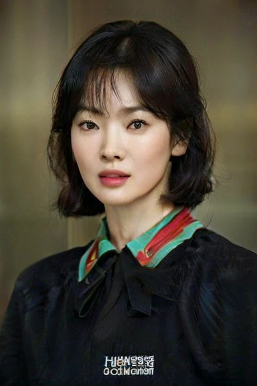 a woman in a black sweater and a green collared shirt, sun yunjoo, parque ji-min, kim doyoung, lee ji-eun, lee ji - eun, blackpi...