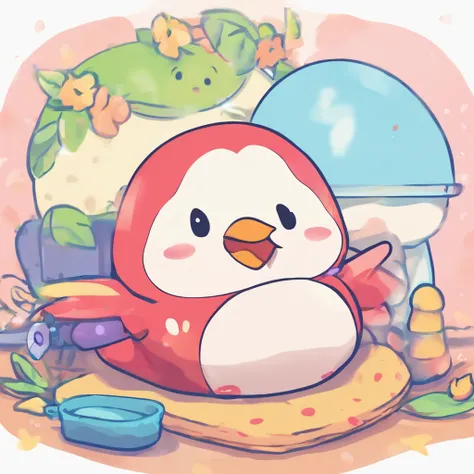 Masterpiece、 8K、Best Quality,Cute Yuru Chara Penguin、table tennis