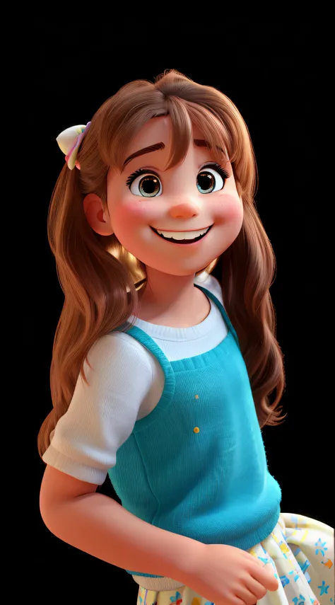 A smiling little girl disney pixar style, high quality, best quality