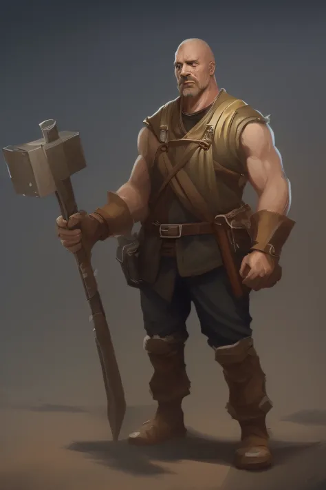 un hombre con un hacha grande parado sobre un suelo de piedra, Personaje de arte conceptual RPG, Arte conceptual de personajes RPG, Arte de personajes RPG, RPG retrato arte conceptual, Arte conceptual realista de personajes, Concepto de personaje DND Golia...