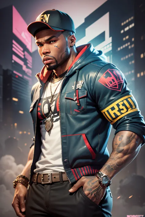 50cent is a fortnite character, face and body of 50cent, fortnite game portrait