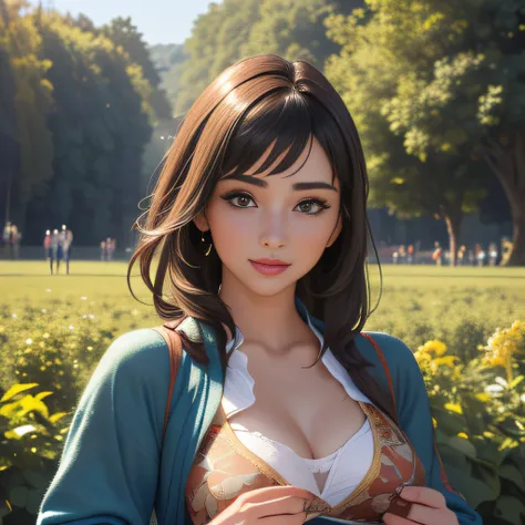 (Extremely detailed 8k wallpaper:2), (photo:2), (25 years old soigne Beautiful girl:2), (gives a lecture to friends:2), detailed (Face and eyes), (hyper realistic:1), (highly detailed:1), (epic realistic:1), rim light, (maximum details:1), cozy, (fullbody:...