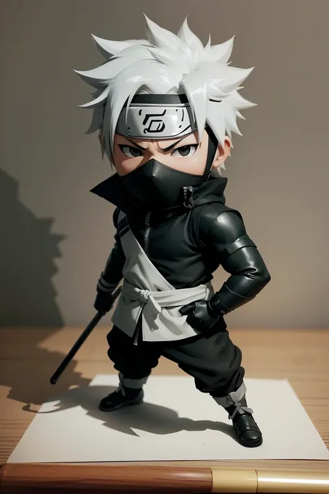 Line art, thick line drawing, stick figure, figure stick figure, chibi, 1man cosplay (Kakashi Hachiki), black and white line drawing, no shadows, best quality, masterpiece