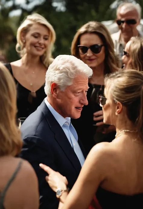 A photo of Horny Clinton attempting to chat up a group of young women at a wine tasting event.,original,Looks like Bill Clinton