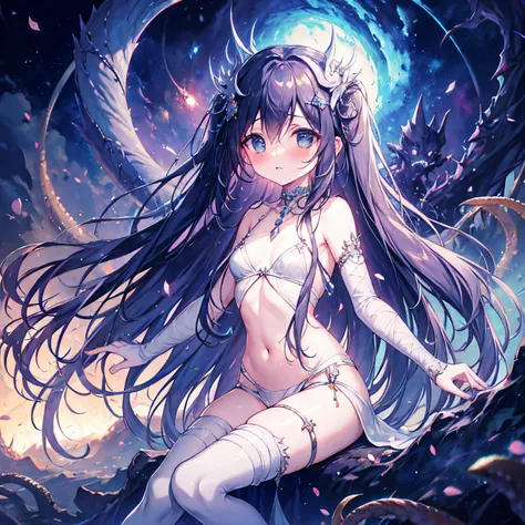 [Female Main Character[1 girl in, no smile, sparkling navy blue eyes, (black hair) , small stature, small breasts, loli, (masutepiece:1.2, Best Quality), (finely detailed beautiful eye: 1.2), (beautifull detailed face), (Best Illumination, extremely delica...