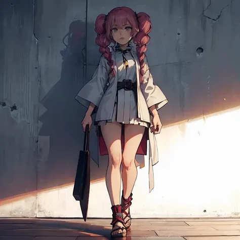 Personaje mitsuri de demon slayer, con su ropa de caracteristica , full body size, y ropa completo y zapatos