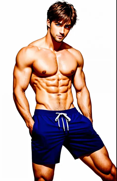 a close up of a man with a shirt on posing for a picture, shirtless :: high detail, anime handsome man, handsome anime pose, shirtless, tall anime guy with blue eyes, male anime character, !!full body portrait!!, prefect body, muscular!!, masculine pose, m...