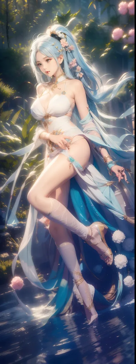 (tmasterpiece), (Best quality), The content is very detailed, HighDynamicRange, 1 busty girl, solofocus, skin indentation,Lace bra，lace panty， is a perfect face, Puffy face, Nice face, largeeyes, Puffy eyes, perfect  eyes, eyeslashes，Hatsune Mirai Big Tits...