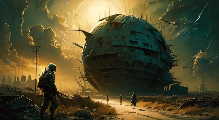 Imagine a Futuristic mega city from hell, digital dystopian city, scorched earth, post apocalyptic nightmare, dark fantasy horror, cyberpunk horror stories, neon horror, ghost like figures roaming the desolate landscape, barren and devoid of life a world c...