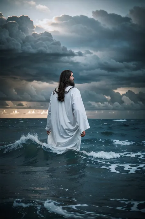 Jesus calming a stormy sea