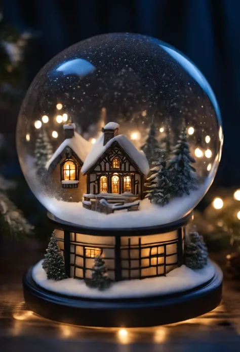 Imagine an enchanting scene where an intricately detailed mandala snow globe holds a beautiful glowing village within its delicate confines, illuminated against the backdrop of a serene night. Dive into extreme micro-details to bring the magic of this mini...