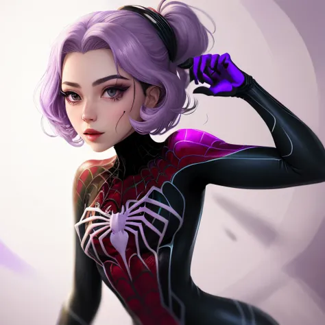 Spidersona with her main colors being lilac and black