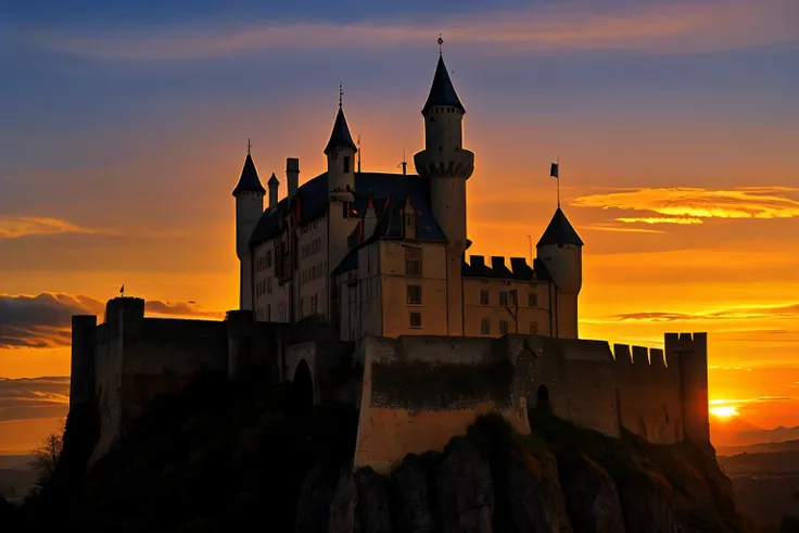 Castle Sunset medieval dramatic