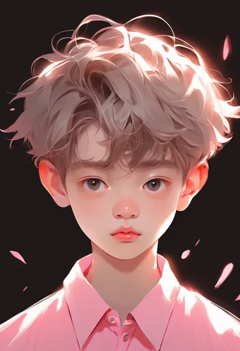 best quality, 1boy, solo, cartoon portrait , simple background,  short hair,   pink lips,