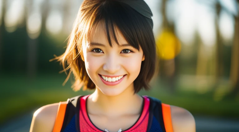 1girl, uninterrupted viewpoint, Sunburst Flare, f/2.0, 105mm, Panasonic, UHD, retina, masterpiece, accurate, anatomically correct, textured skin, super detail, high details, high quality, best quality, highres, 1080P, HD, 4K, 8k, short spiky hair, athletic...