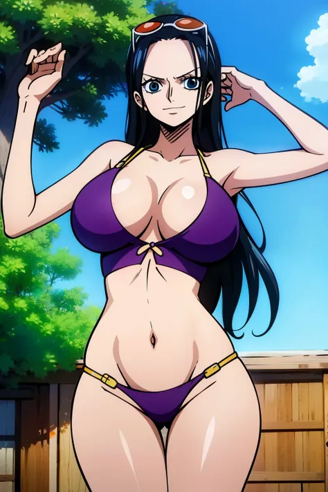 Robin de One Piece, a sexy pose, what if , Ellie, 8K, Japanese cartoon, prop up, Big Bubu, big assa, eBlue eyes, , nedium breasts