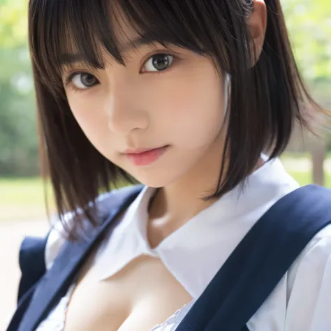 Black Hair Bob、cute little、Breasts are big、g-cup、rcasual、Uma Musume Cosplay、hight resolution、Detailed face、Perfect eyes、