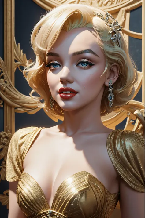 "Generate an AI image depicting Marilyn Monroe transformed into a mythical Greek goddess, incorporating elements of classic Greek mythology and aesthetics."